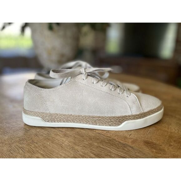 Vince Woman’s Espadrille Sneaker Beige Genuine Suede Lace Up Size 6M - Picture 1 of 10